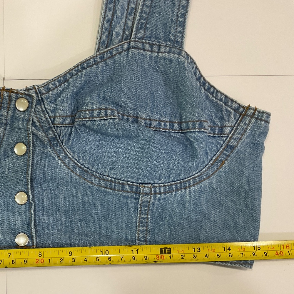 Mixed Blues Denim Bustier Crop Top Juniors Size L Vintage - Picture 7 of 10